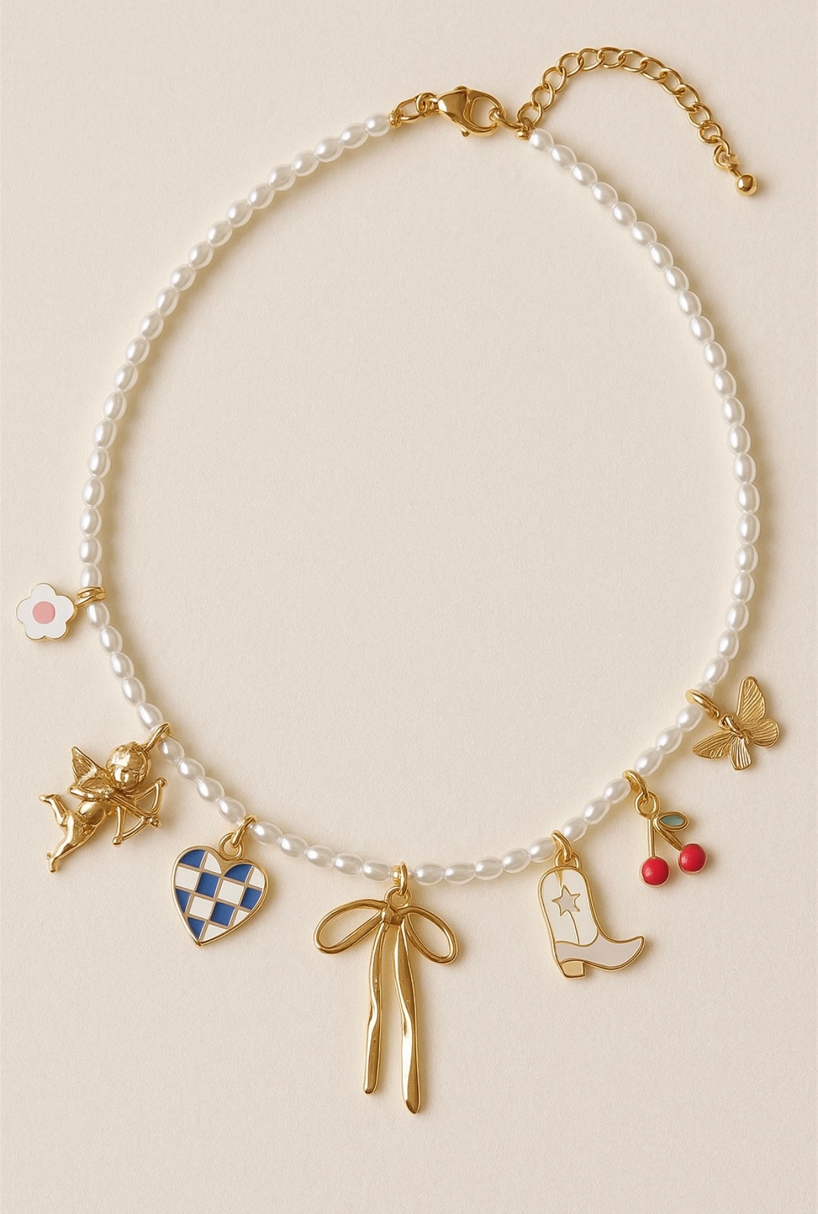 Pearl charm necklace