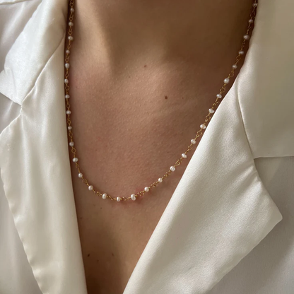 Long Pearl Chain Necklace