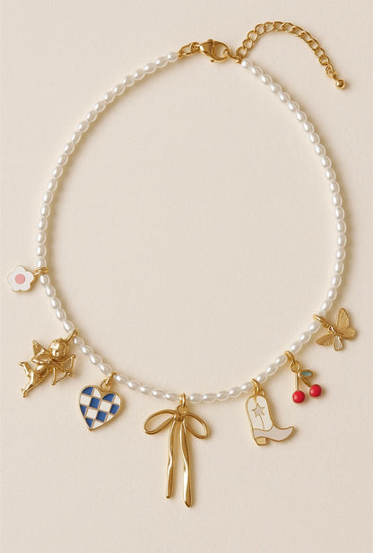 Pearl charm necklace
