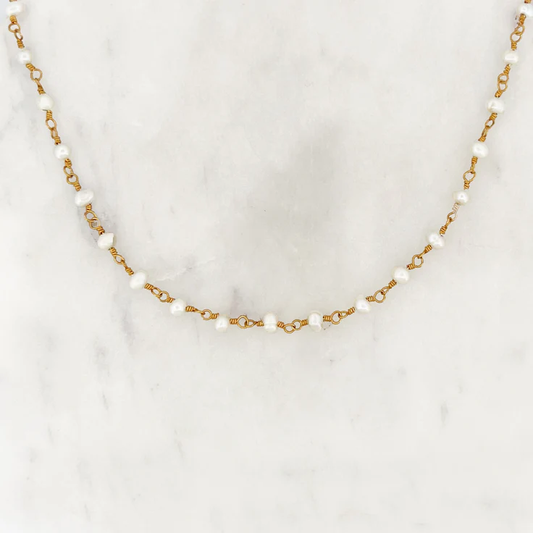 Long Pearl Chain Necklace